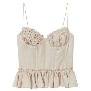 Brock‎ Collection H&M Linen Corset Top Womens M Draped Underwire Peplum Romantic